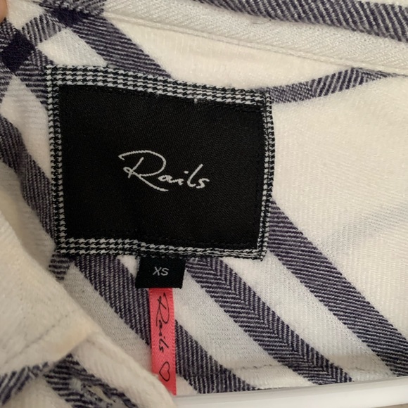 Rails Soft Button Down Blue White Flannel Size XS - Picture 3 of 5